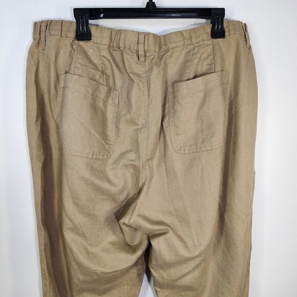 Catherines Womens Pants Size Plus 18W Khaki Tan Linen Blend Straight Leg Relaxed - Picture 5 of 8